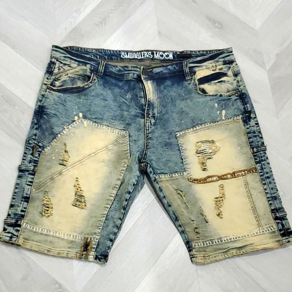 Distressed Blue Jean Shorts